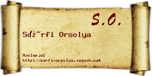Sárfi Orsolya névjegykártya